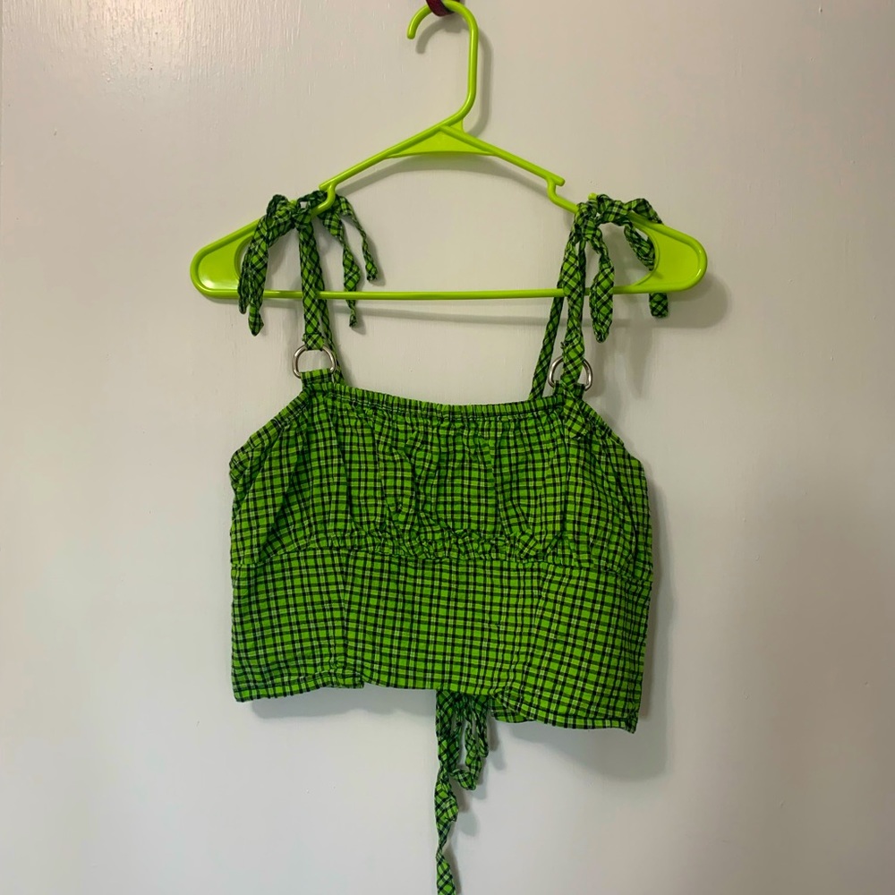 The Ragged Priest green gingham crop top